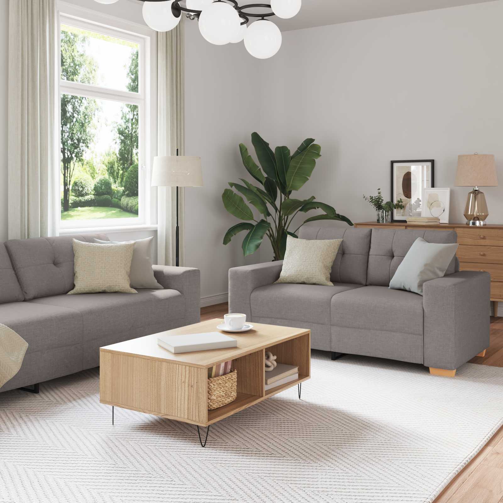 Sofa 2 pcs Taupe 221 x 80 x 80 cm Leinenmischgewebe