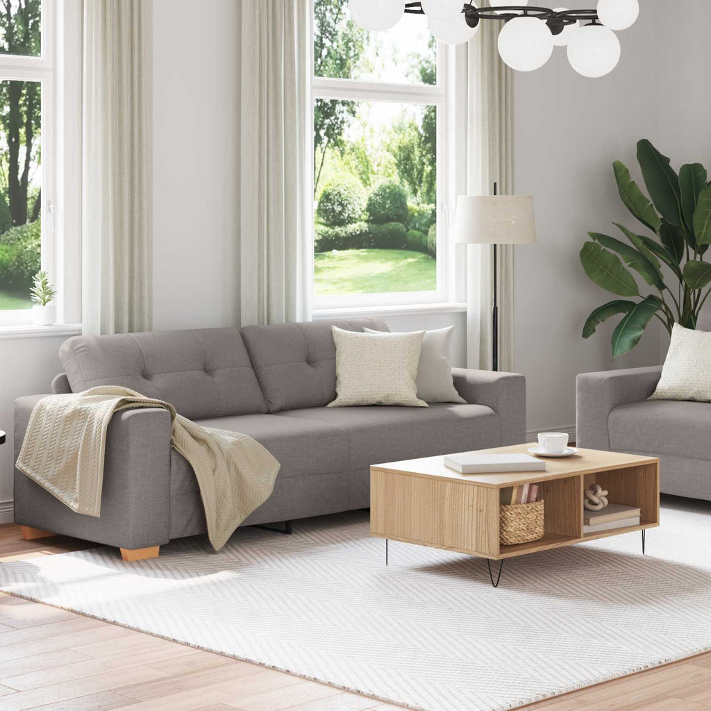 Sofa 2 pcs Taupe 221 x 80 x 80 cm Leinenmischgewebe