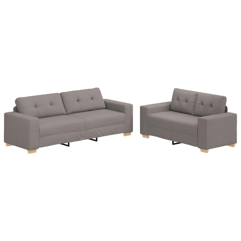 Sofa 2 pcs Taupe 221 x 80 x 80 cm Leinenmischgewebe