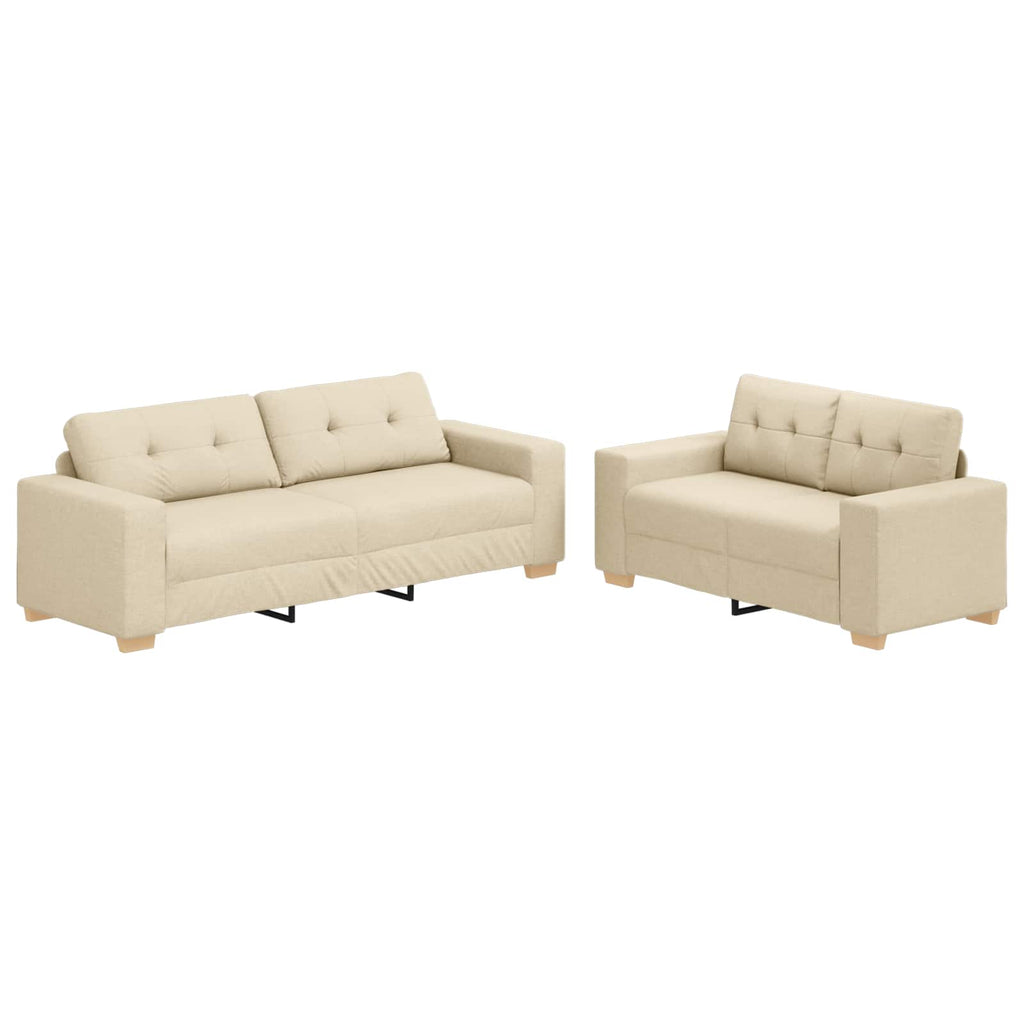 Sofa 2 pcs Creme 221 x 80 x 80 cm Leinenmischgewebe
