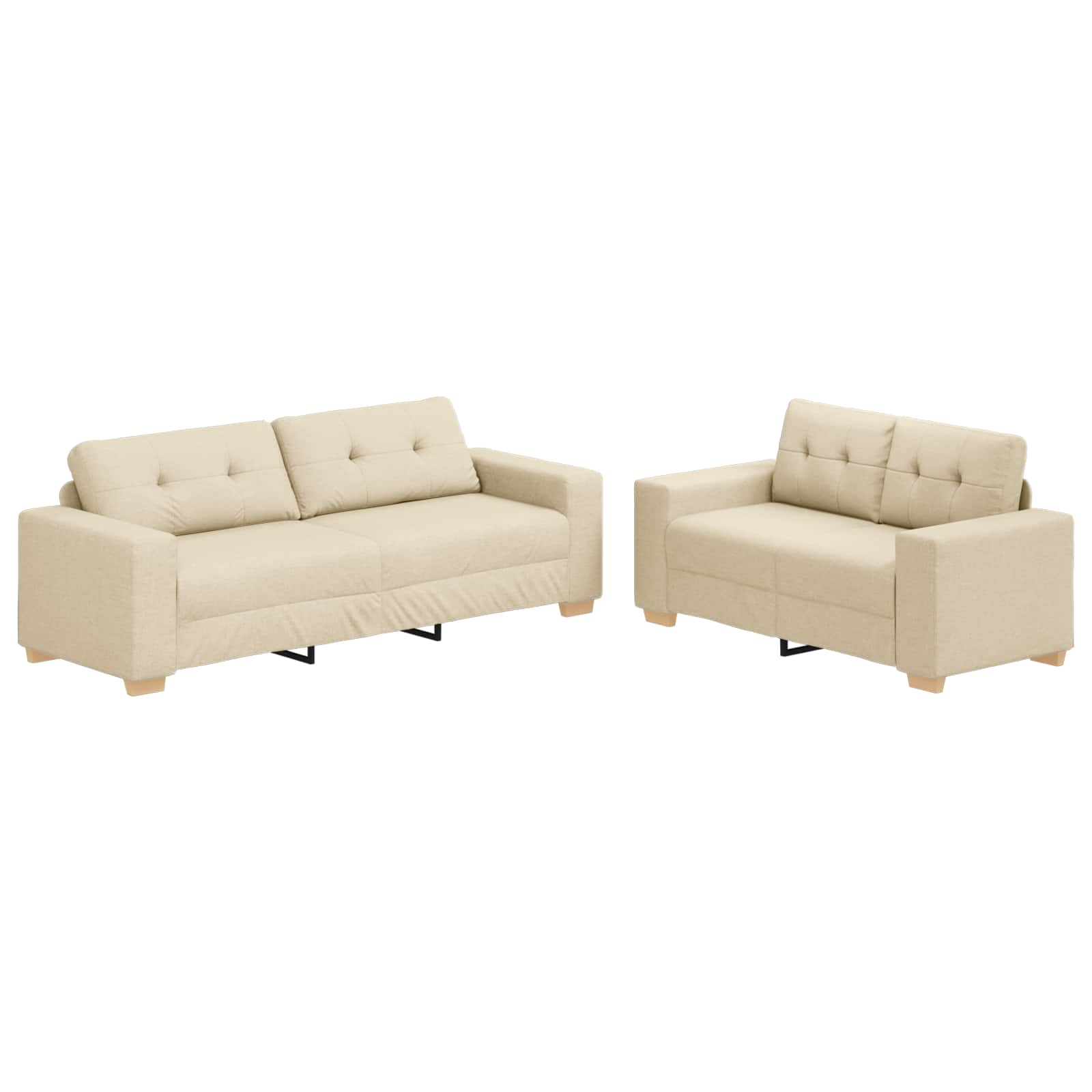 Sofa 2 pcs Creme 221 x 80 x 80 cm Leinenmischgewebe