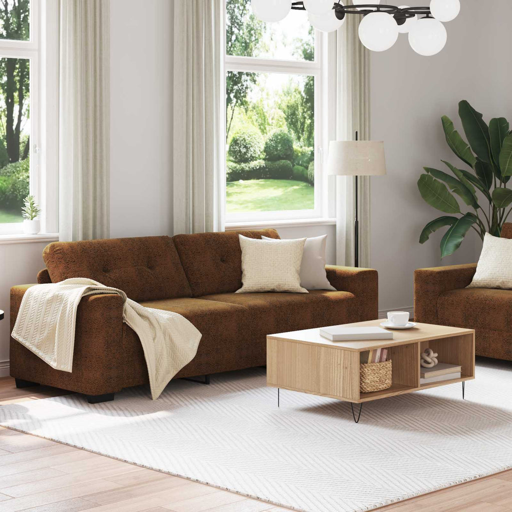 Sofa 2 pcs Braun 221 x 80 x 80 cm Stoff