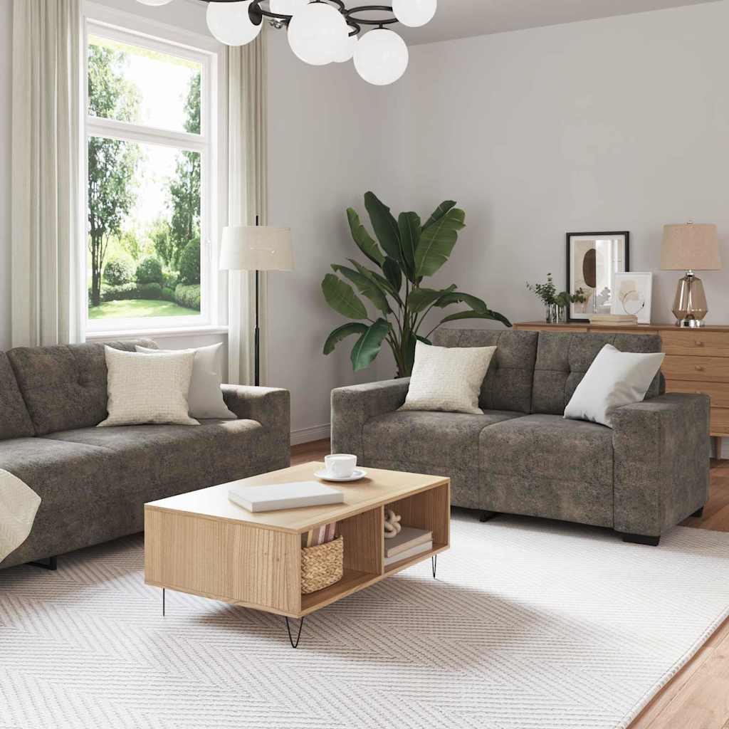 Sofa 2 pcs Dunkelgrau 221 x 80 x 80 cm Stoff