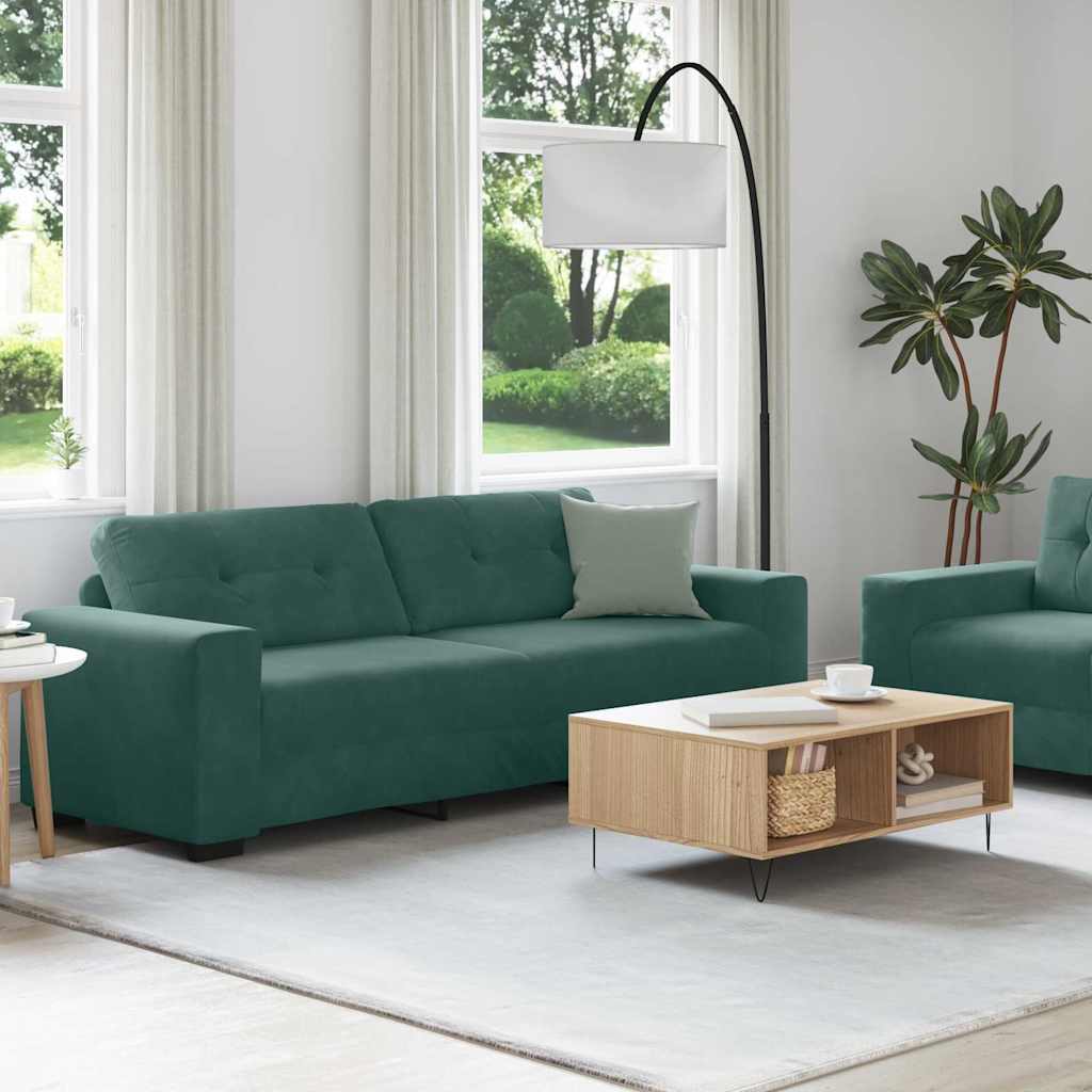 Sofa 2 pcs Dunkelgrün 221 x 80 x 80 cm Samt