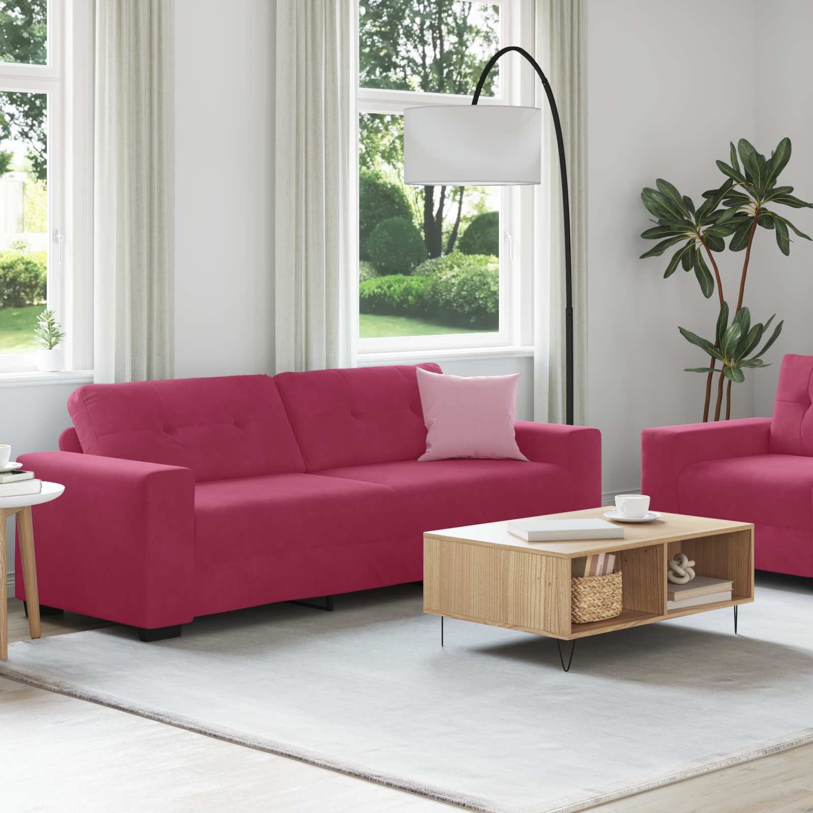 Sofa 2 pcs Weinrot 221 x 80 x 80 cm Samt