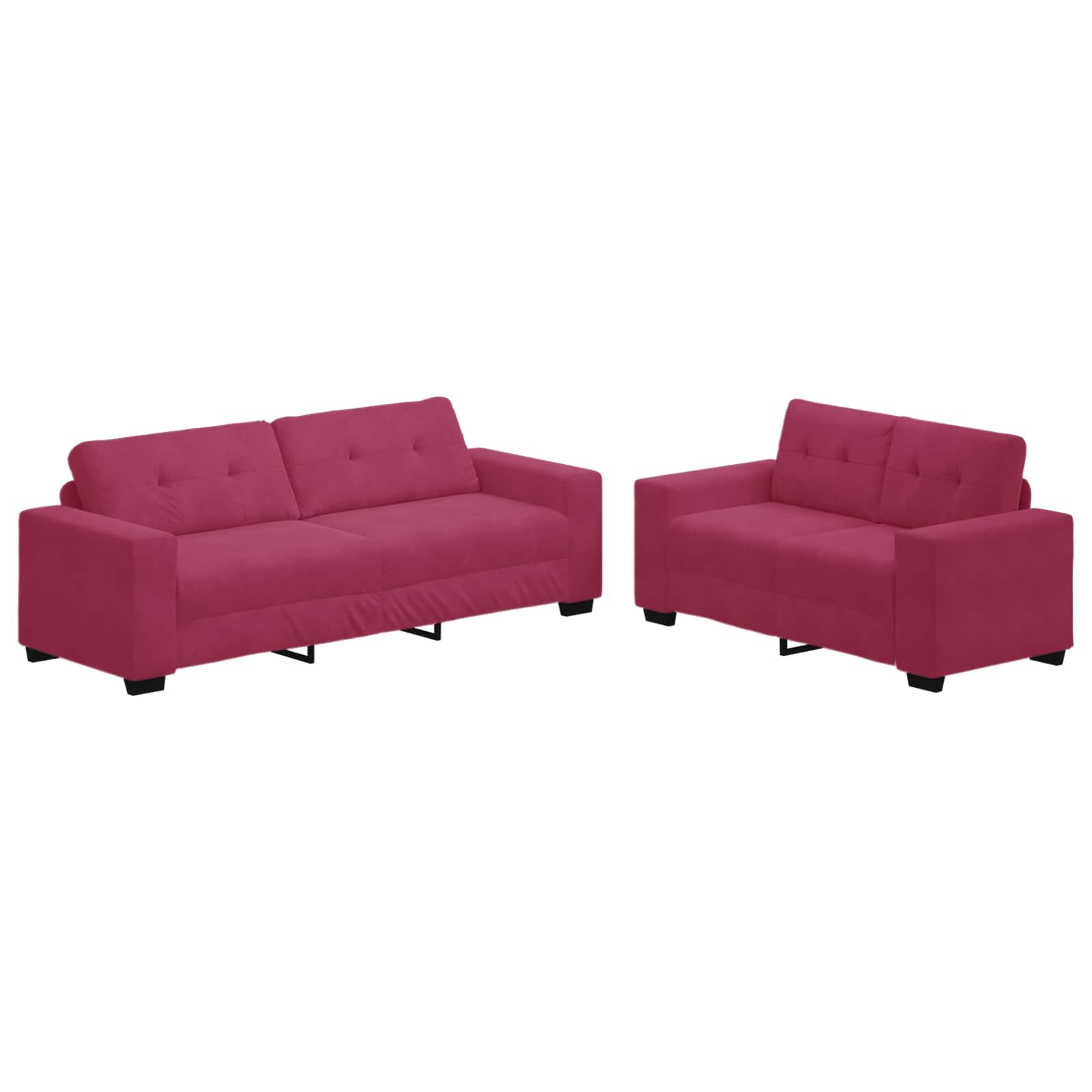 Sofa 2 pcs Weinrot 221 x 80 x 80 cm Samt