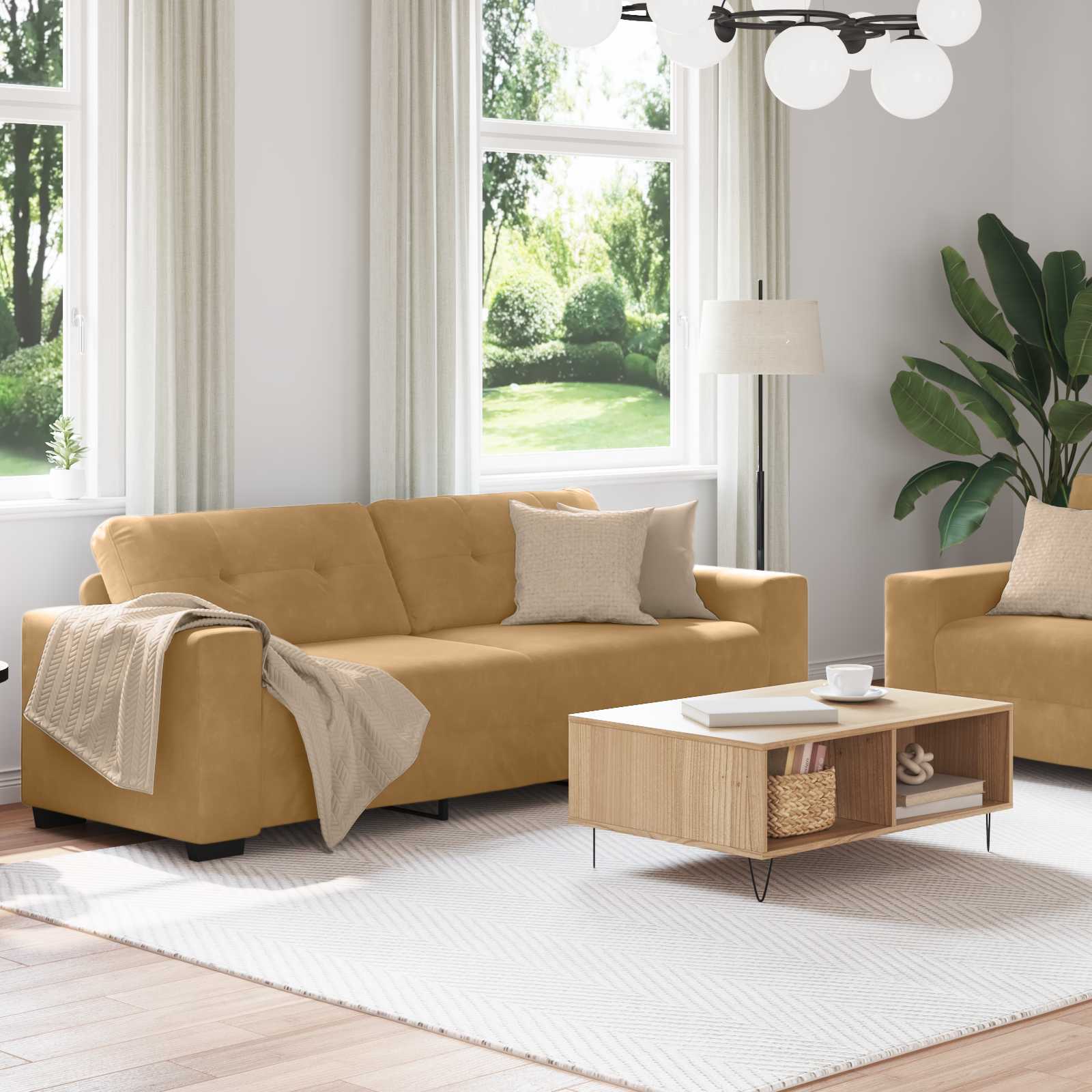 Sofa 2 pcs Braun 221 x 80 x 80 cm Samt