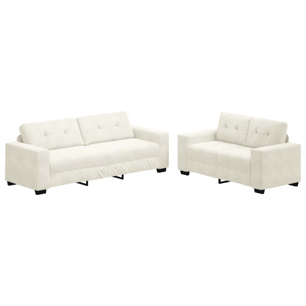 Sofa 2 pcs Creme 221 x 80 x 80 cm Samt