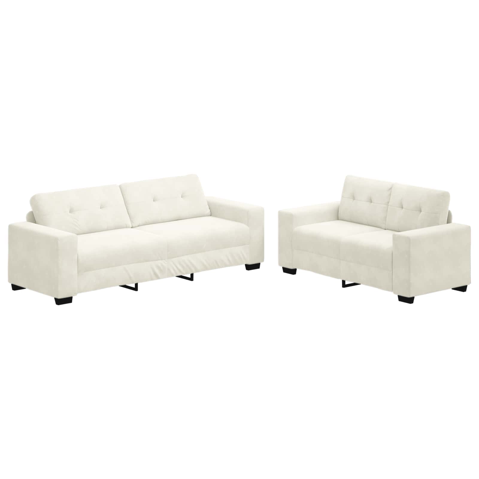 Sofa 2 pcs Creme 221 x 80 x 80 cm Samt