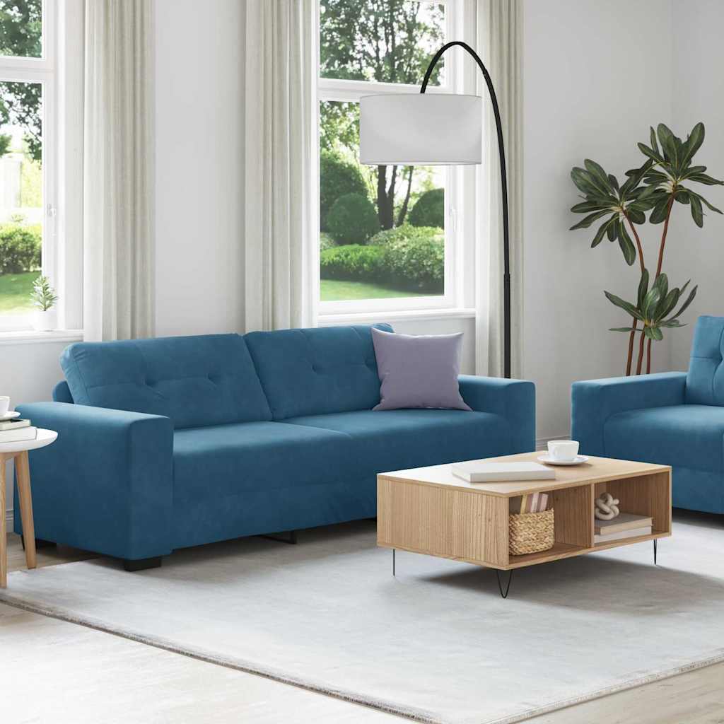 Sofa 2 pcs Blau 221 x 80 x 80 cm Samt