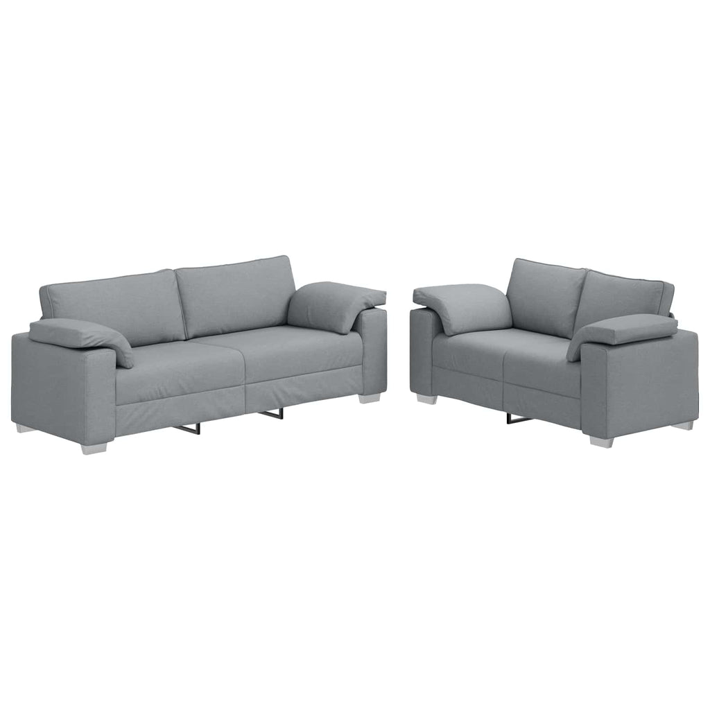 Sofa 2 pcs Hellgrau 219 x 80 x 82 cm Stoff