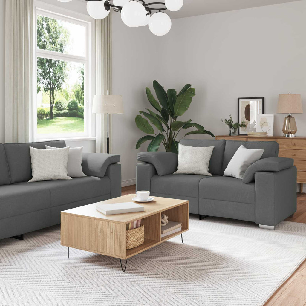 Sofa 2 pcs Dunkelgrau 219 x 80 x 82 cm Stoff