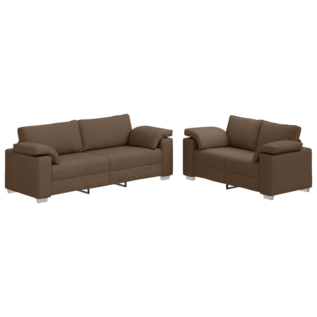 Sofa 2 pcs Braun 219 x 80 x 82 cm Stoff