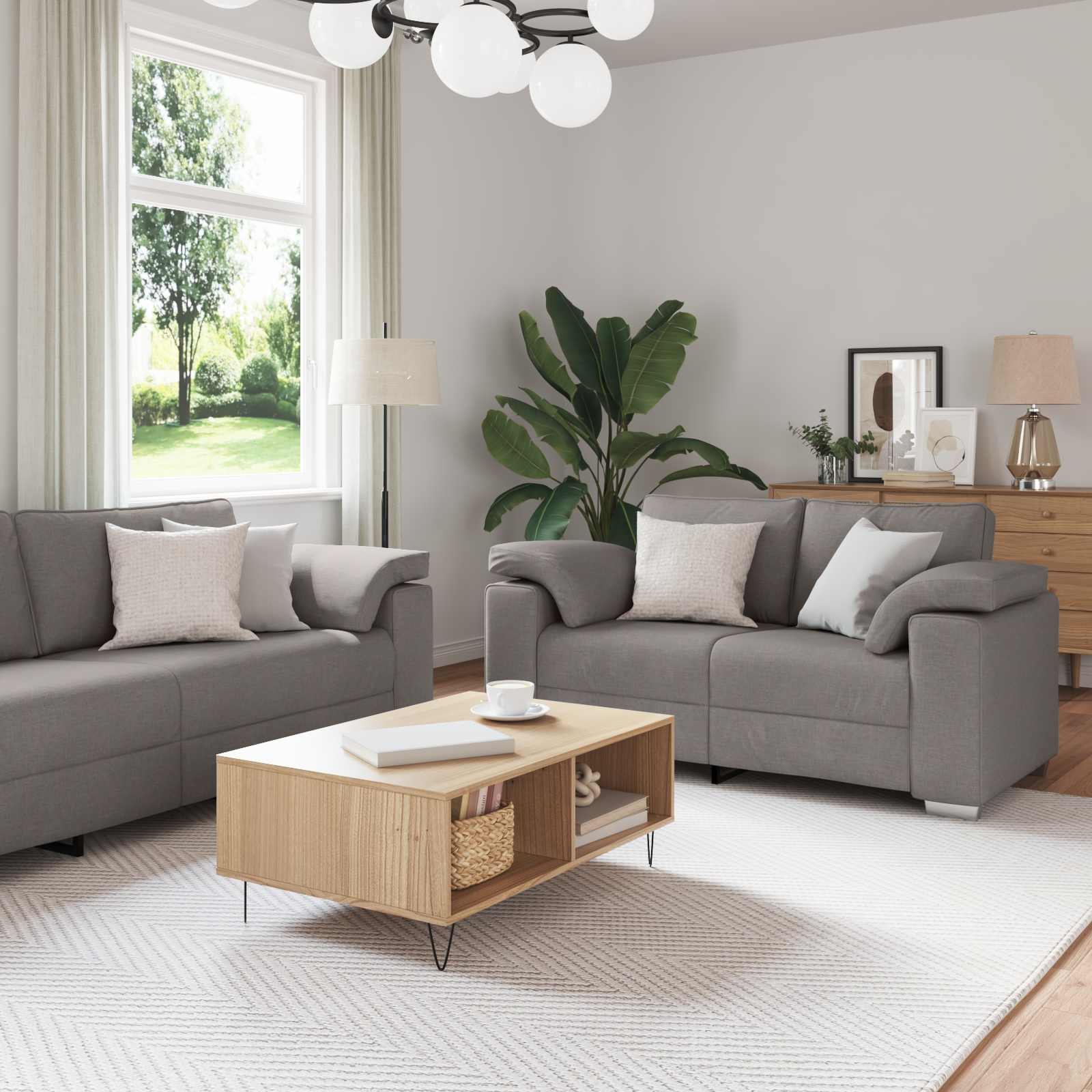 Sofa 2 pcs Taupe 219 x 80 x 82 cm Stoff