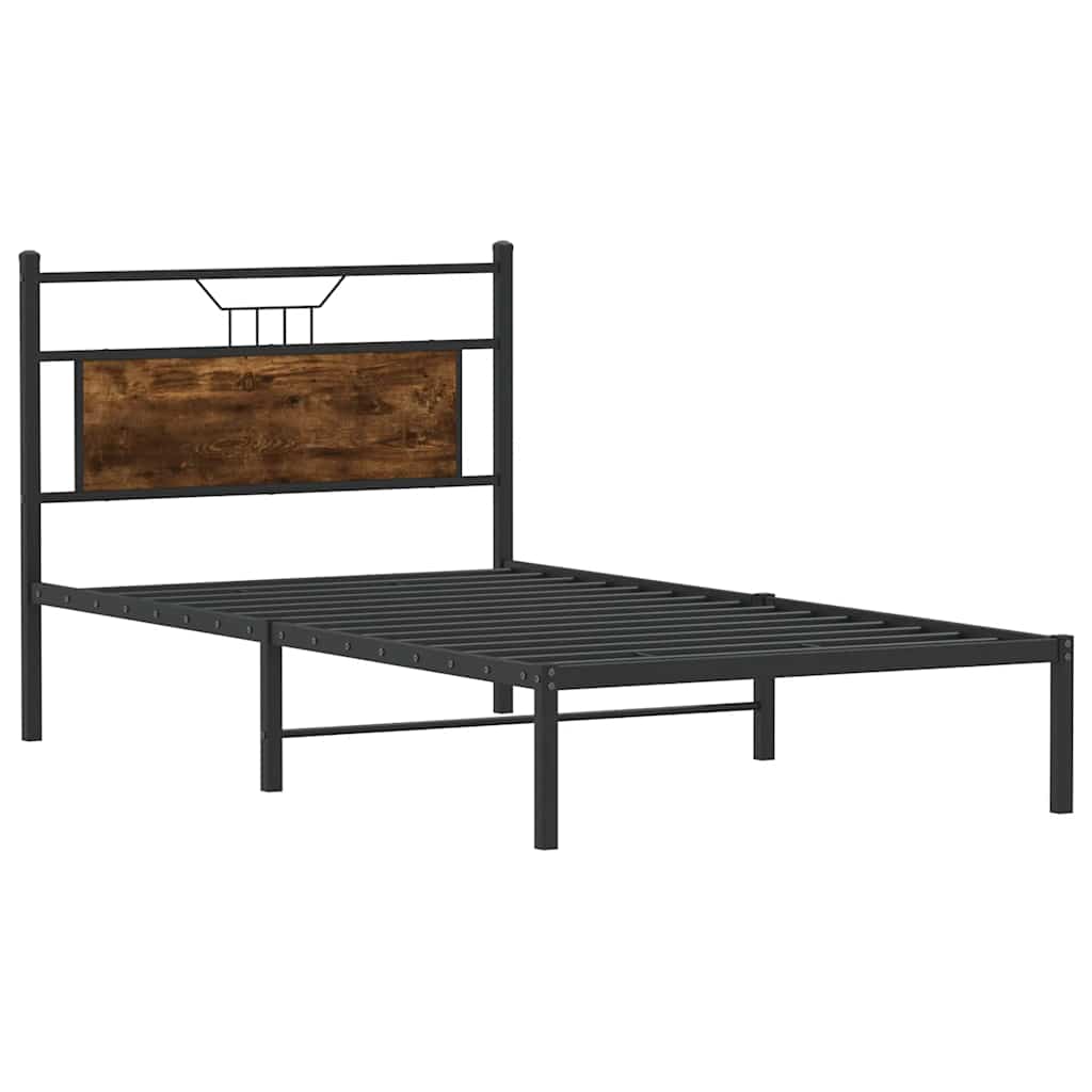 Bettgestell ohne Matratze Räuchereiche 100x190 cm Holzwerkstoff