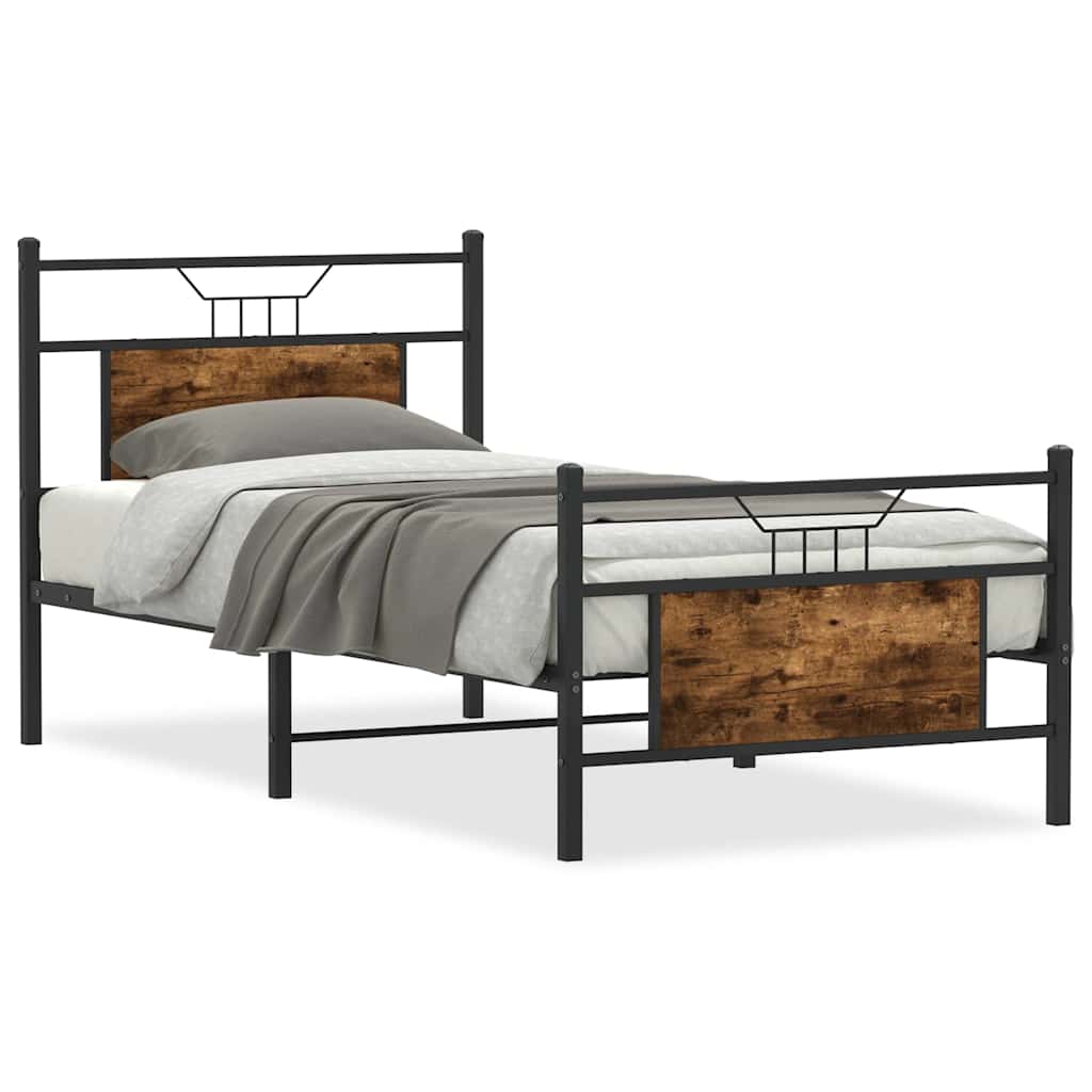 Bettgestell ohne Matratze Räuchereiche 80x200 cm Holzwerkstoff