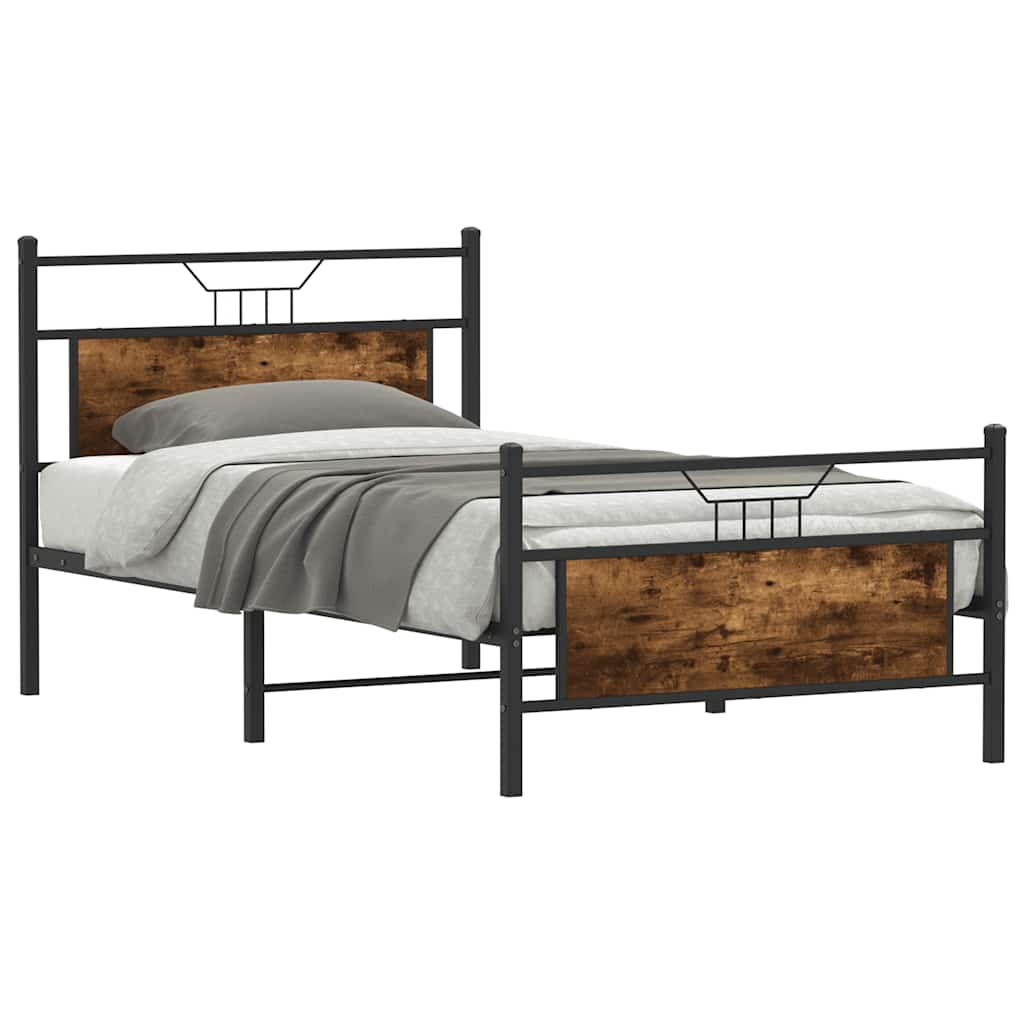 Bettgestell ohne Matratze Räuchereiche 100x190 cm Holzwerkstoff