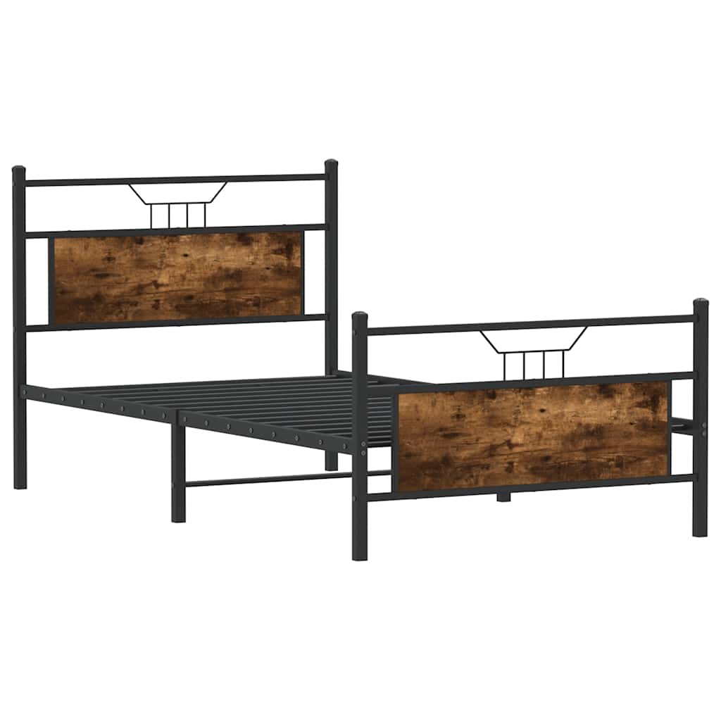 Bettgestell ohne Matratze Räuchereiche 100x190 cm Holzwerkstoff
