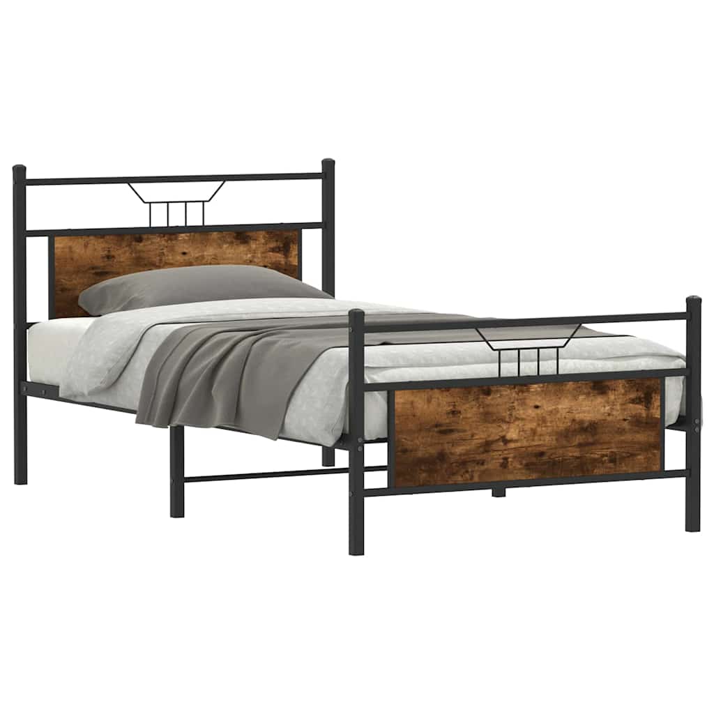Bettgestell ohne Matratze Räuchereiche 100x200 cm Holzwerkstoff
