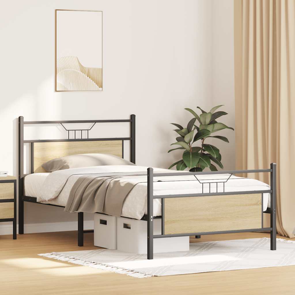 Bettgestell ohne Matratze Sonoma-Eiche 107x203 cm Holzwerkstoff