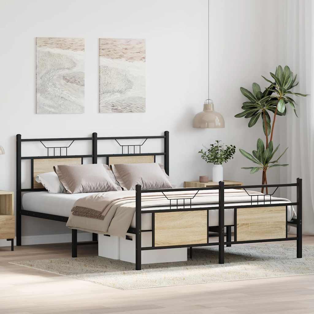 Bettgestell ohne Matratze Sonoma-Eiche 137x190 cm Holzwerkstoff