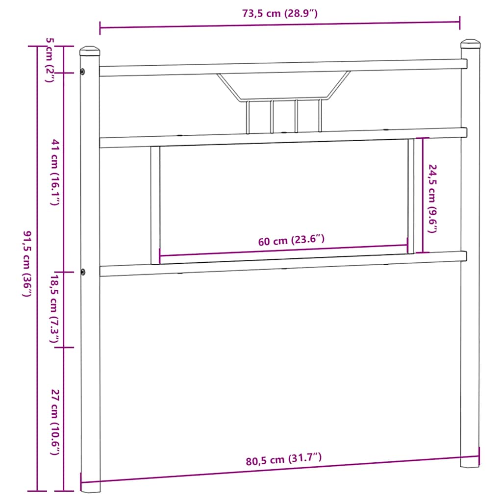Ersatz-Kopfteil Sonoma-Eiche 75 cm Holzwerkstoff und Stahl