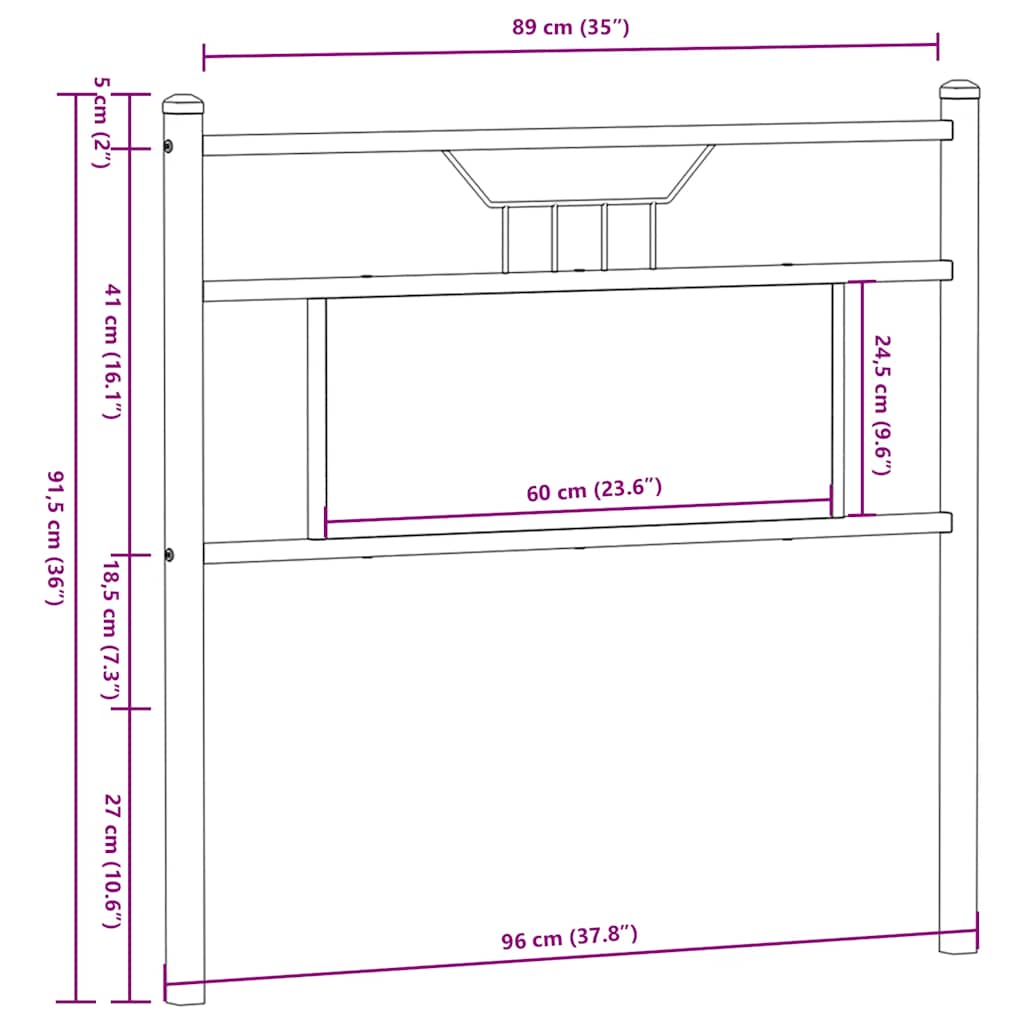 Ersatz-Kopfteil Sonoma-Eiche 90 cm Holzwerkstoff und Stahl