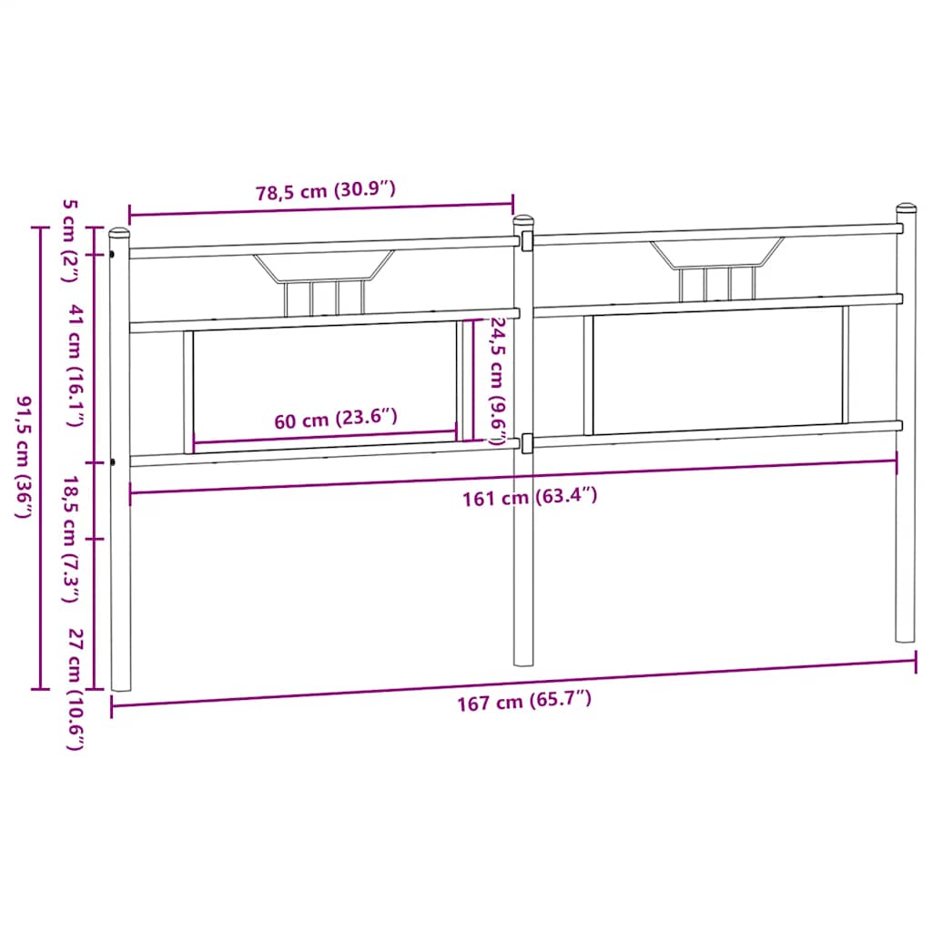Ersatz-Kopfteil Sonoma-Eiche 160 cm Holzwerkstoff und Stahl