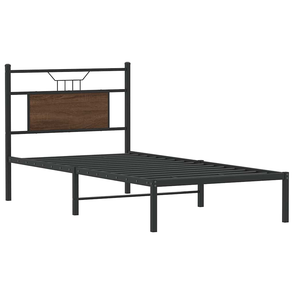Bettgestell ohne Matratze Braun Eiche 75x190 cm Holzwerkstoff