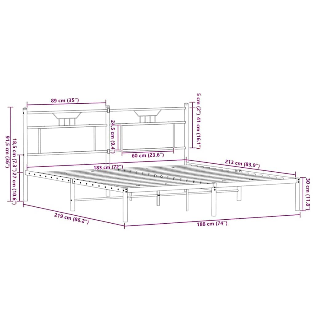 Bettgestell ohne Matratze Braun Eichen-Optik 183x213 cm