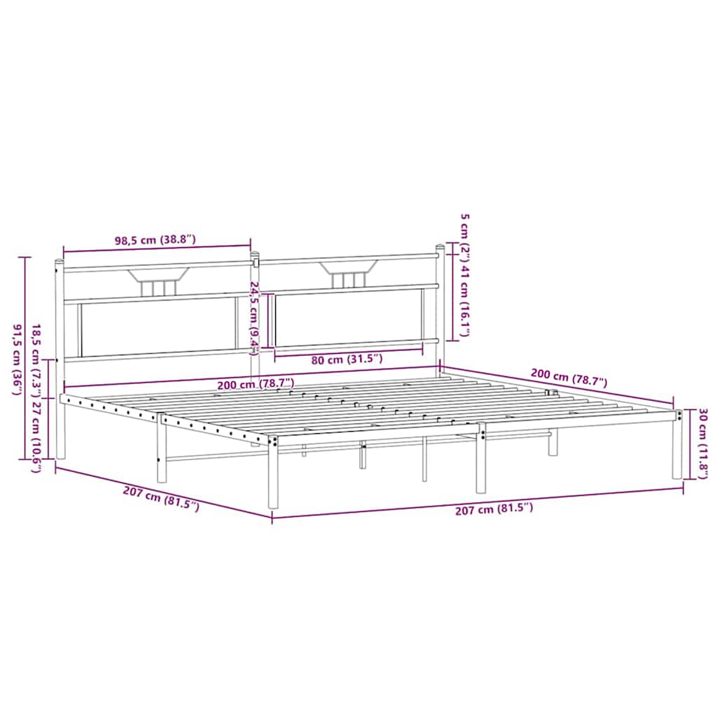 Bettgestell ohne Matratze Braun Eichen-Optik 200x200 cm
