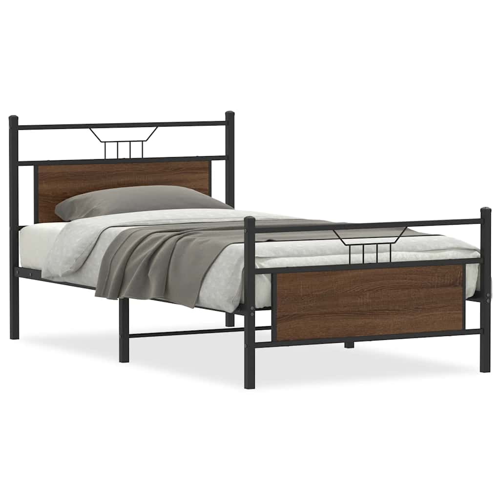 Bettgestell ohne Matratze Braun Eiche 100x190 cm Holzwerkstoff