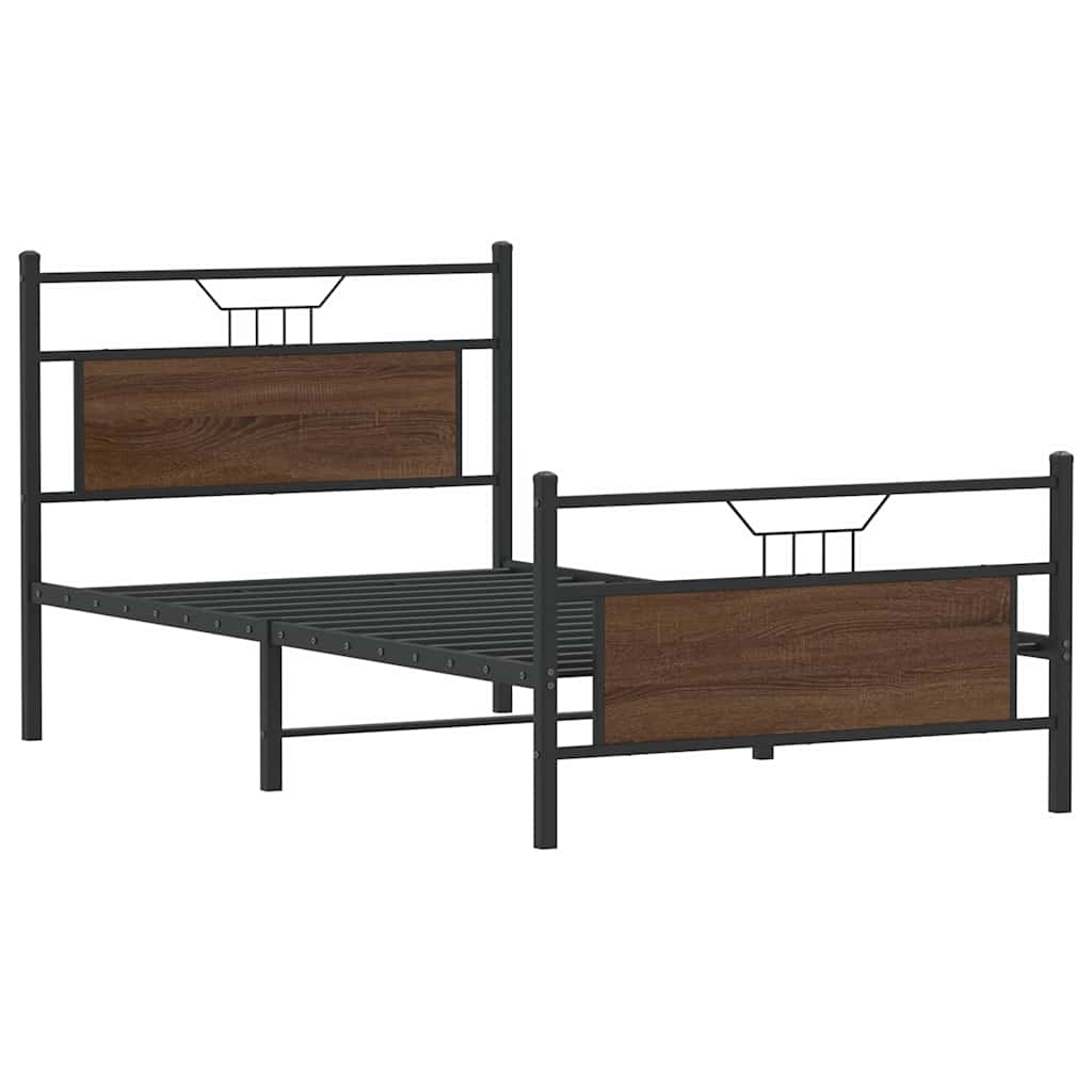 Bettgestell ohne Matratze Braun Eiche 100x190 cm Holzwerkstoff
