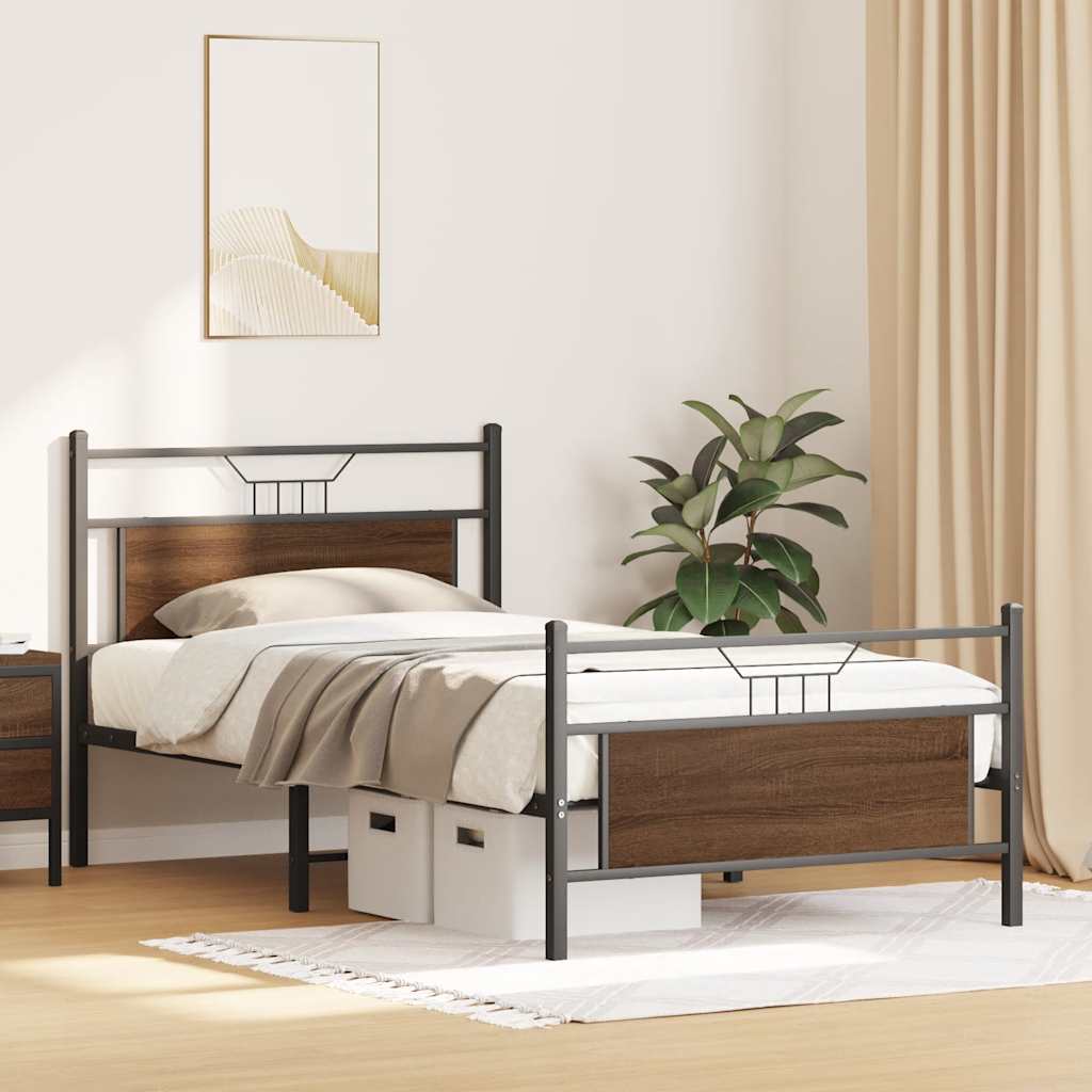 Bettgestell ohne Matratze Braun Eiche 100x190 cm Holzwerkstoff
