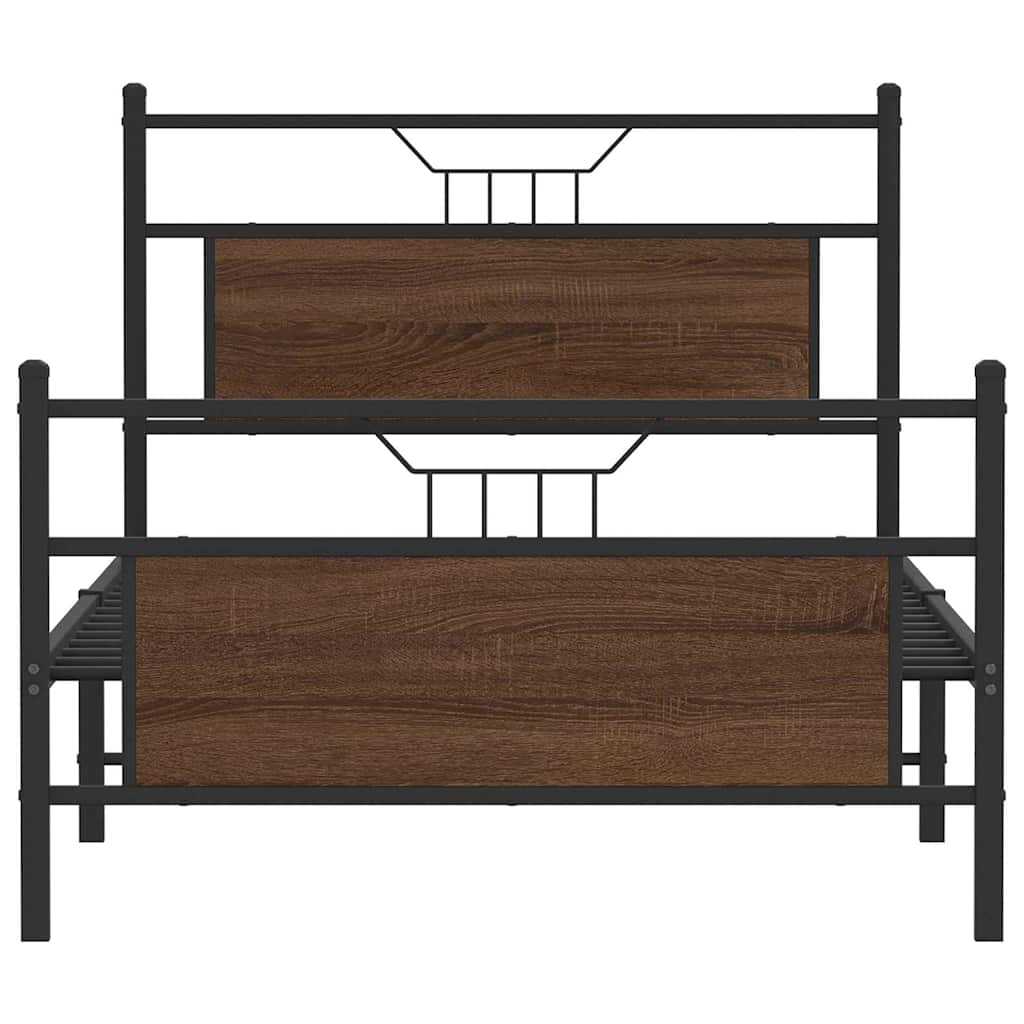 Bettgestell ohne Matratze Braun Eiche 100x190 cm Holzwerkstoff