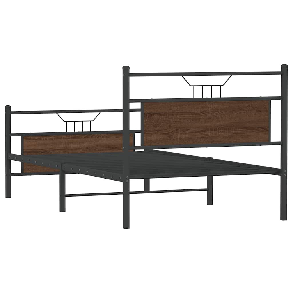 Bettgestell ohne Matratze Braun Eiche 100x190 cm Holzwerkstoff