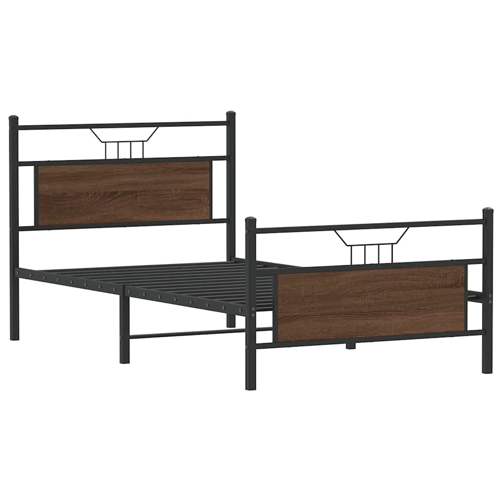 Bettgestell ohne Matratze Braun Eiche 100x200 cm Holzwerkstoff