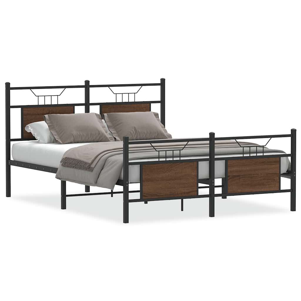 Bettgestell ohne Matratze Braun Eiche 137x190 cm Holzwerkstoff