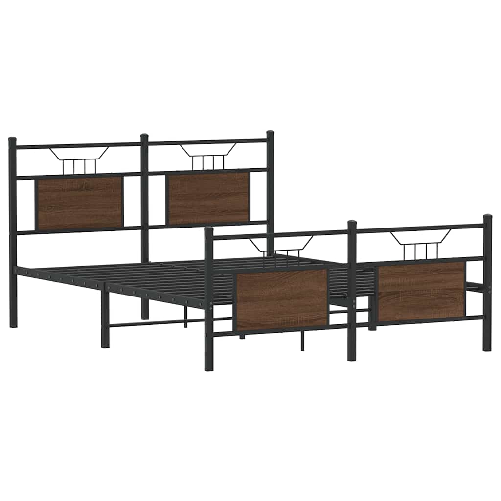 Bettgestell ohne Matratze Braun Eiche 137x190 cm Holzwerkstoff
