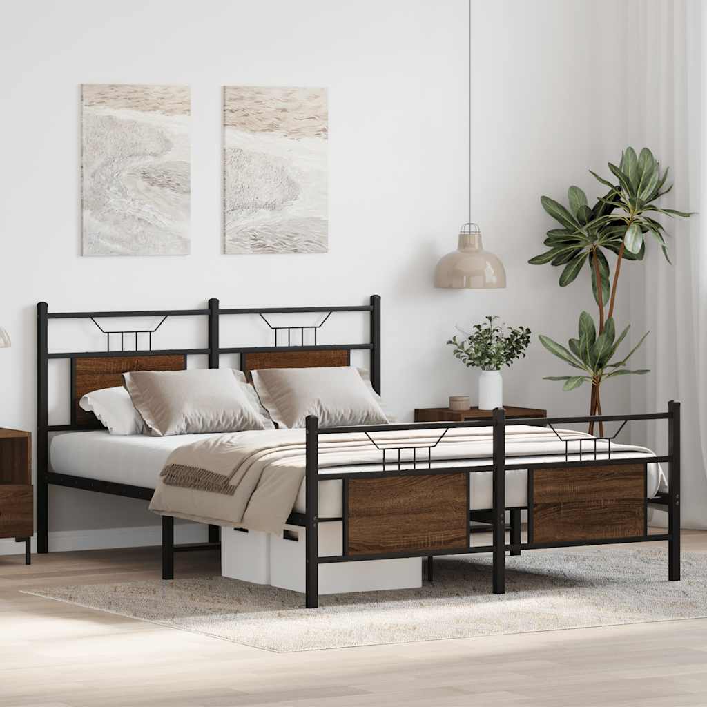 Bettgestell ohne Matratze Braun Eiche 137x190 cm Holzwerkstoff