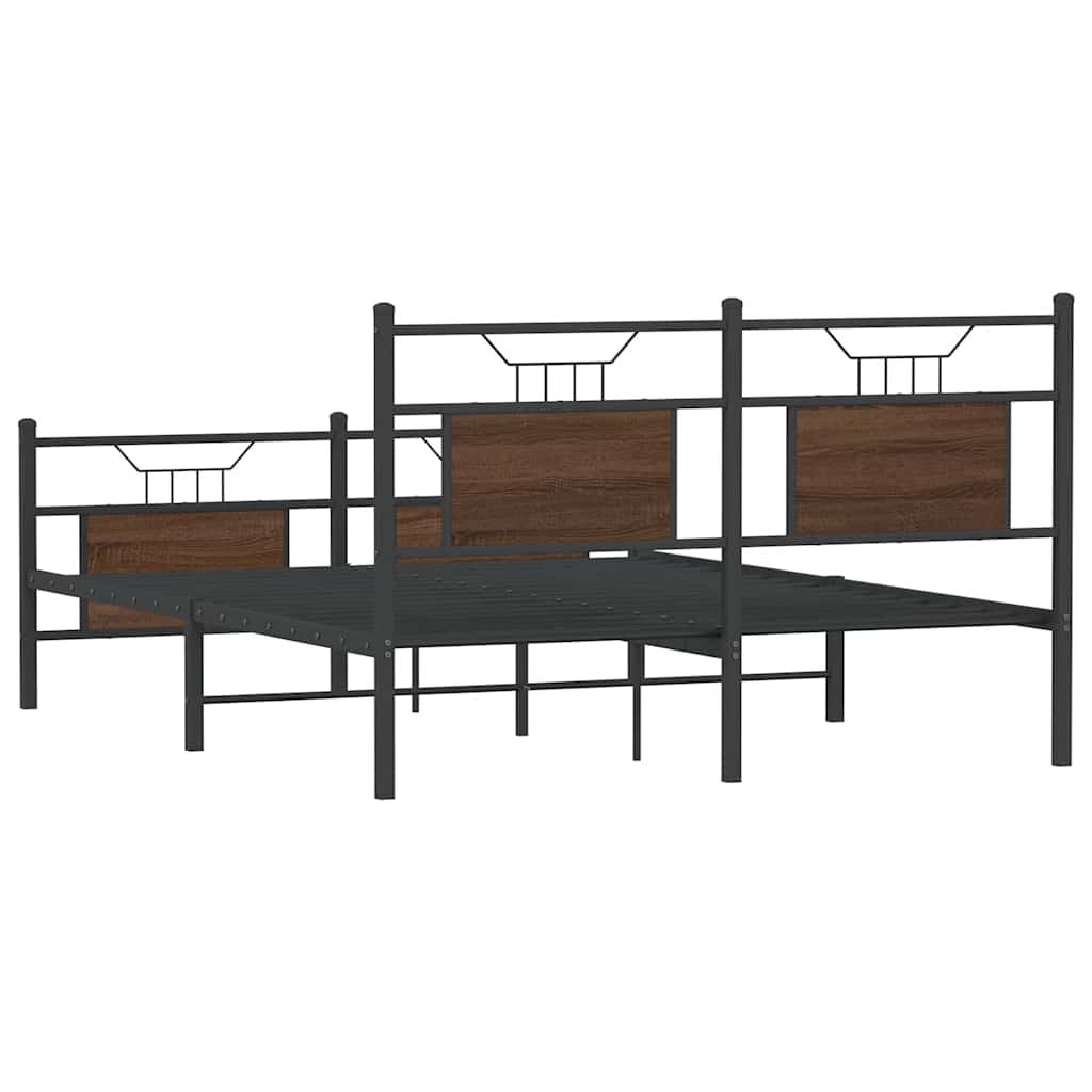 Bettgestell ohne Matratze Braun Eiche 137x190 cm Holzwerkstoff