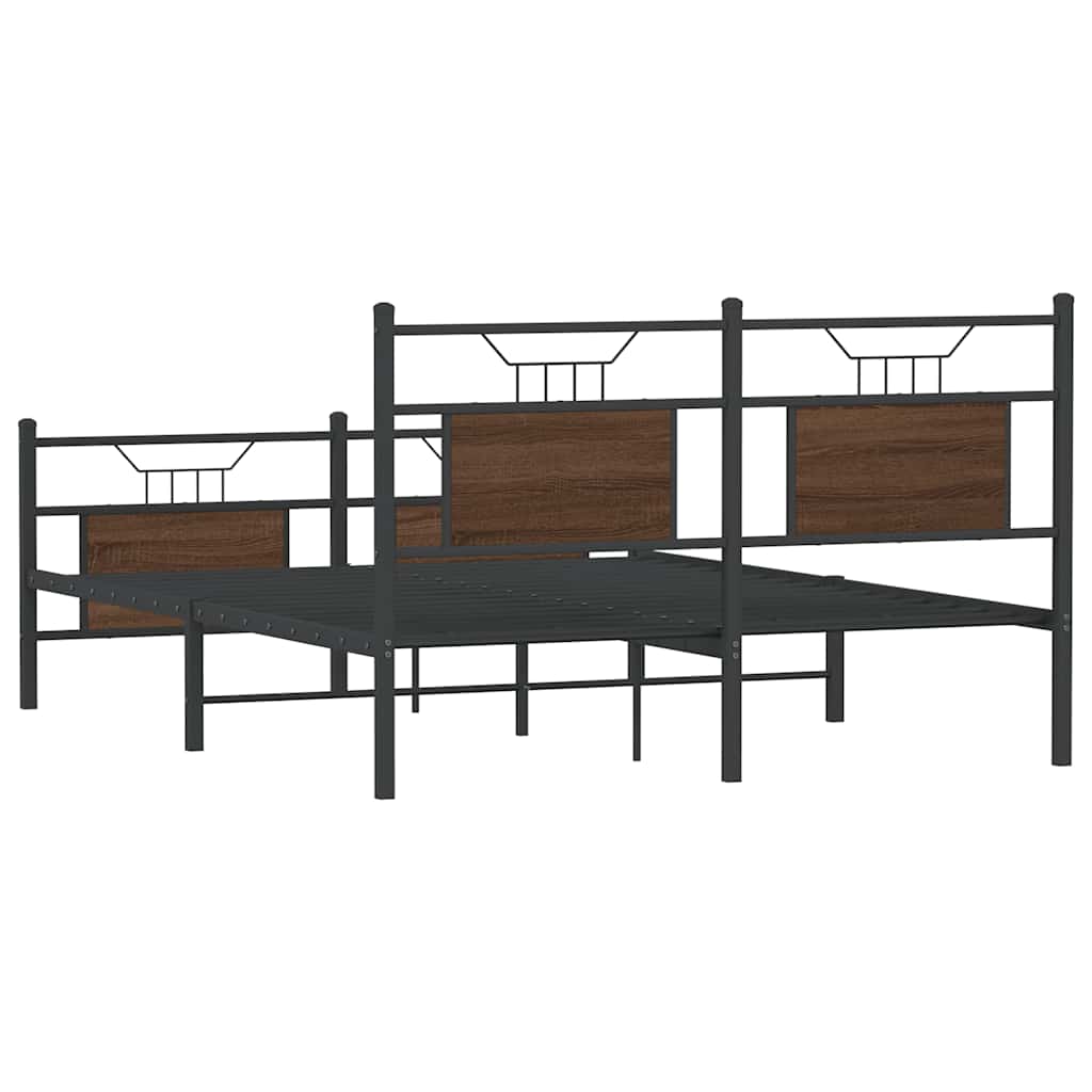Bettgestell ohne Matratze Braun Eiche 150x200 cm Holzwerkstoff