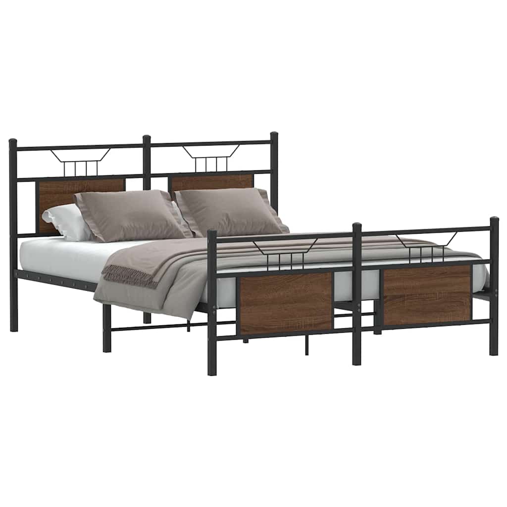 Bettgestell ohne Matratze Braun Eiche 150x200 cm Holzwerkstoff