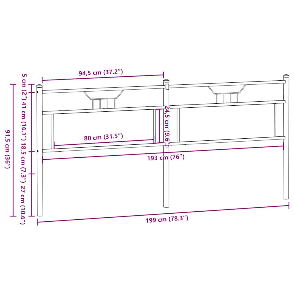 Ersatz-Kopfteil Braun Eichen-Optik 193 cm Holzwerkstoff und Stahl