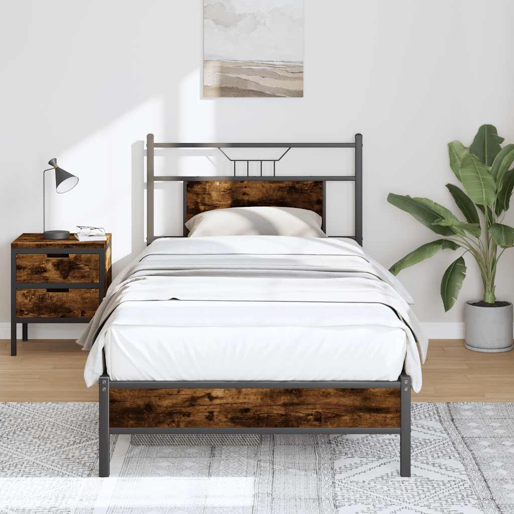 Bettgestell ohne Matratze Räuchereiche 90x200 cm Holzwerkstoff