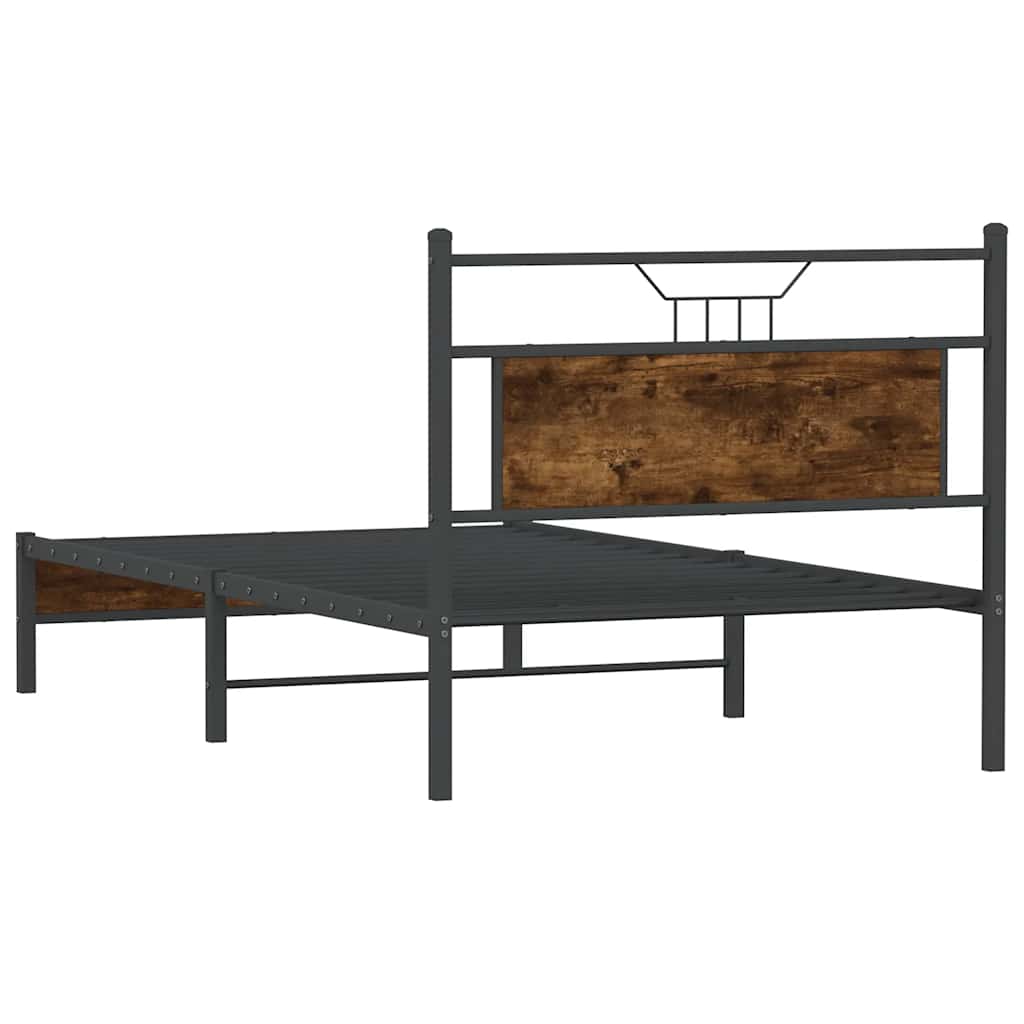 Bettgestell ohne Matratze Räuchereiche 100x190 cm Holzwerkstoff