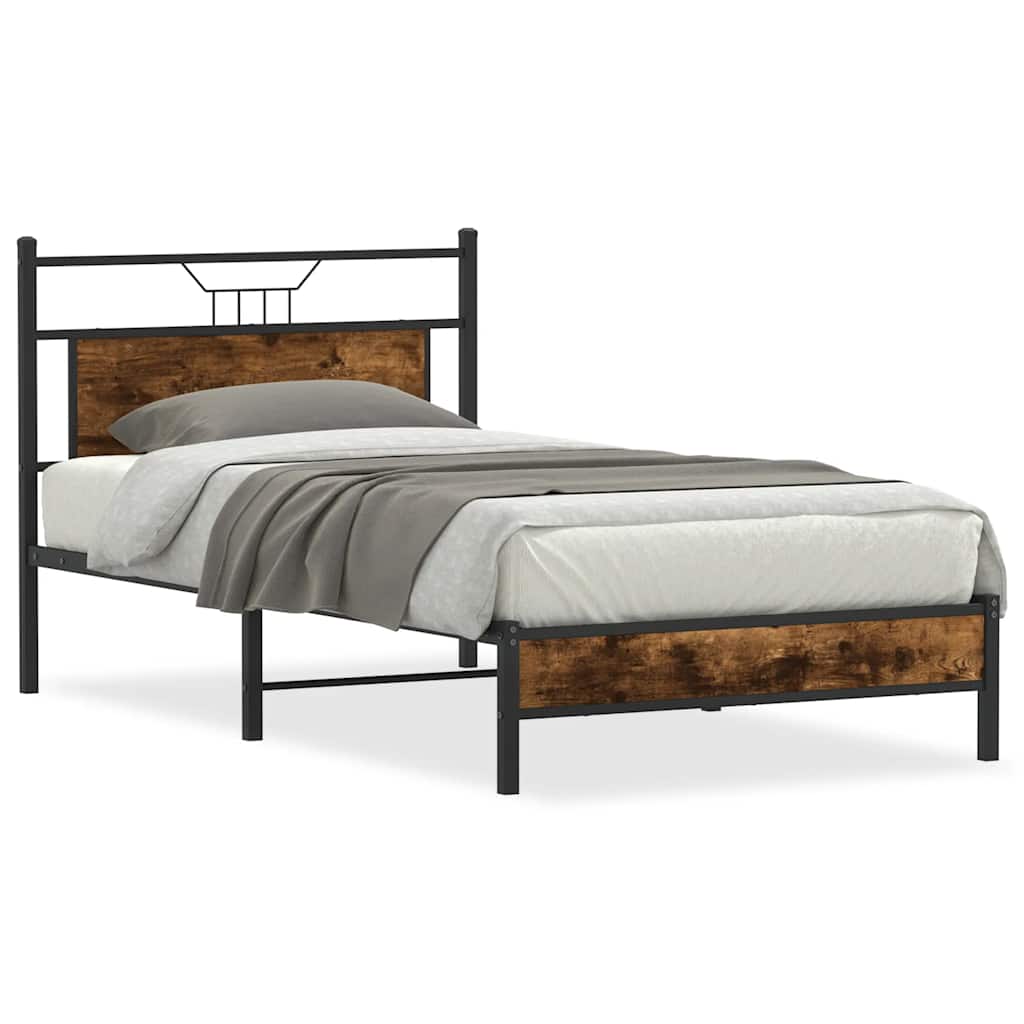 Bettgestell ohne Matratze Räuchereiche 107x203 cm Holzwerkstoff