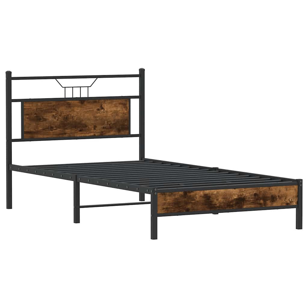Bettgestell ohne Matratze Räuchereiche 107x203 cm Holzwerkstoff
