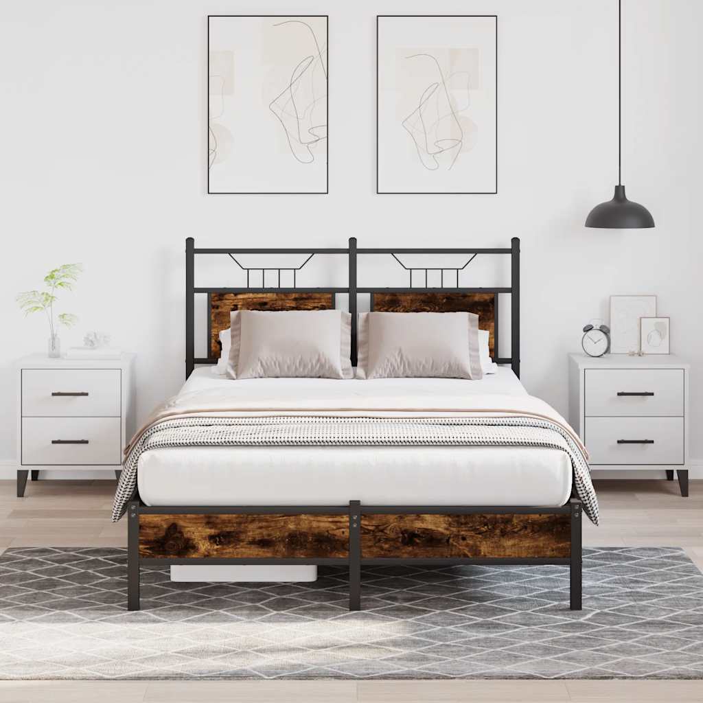 Bettgestell ohne Matratze Räuchereiche 120x200 cm Holzwerkstoff