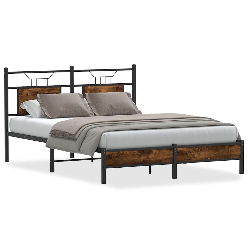 Bettgestell ohne Matratze Räuchereiche 137x190 cm Holzwerkstoff
